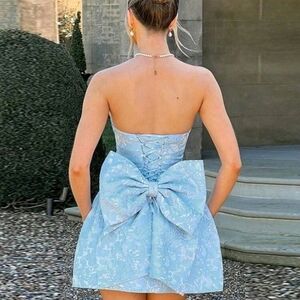 House of CB Light Blue Mini Bow Dress